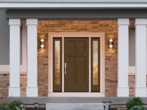 Energy Efficient Low-E Glass Brown Colored Entry Door